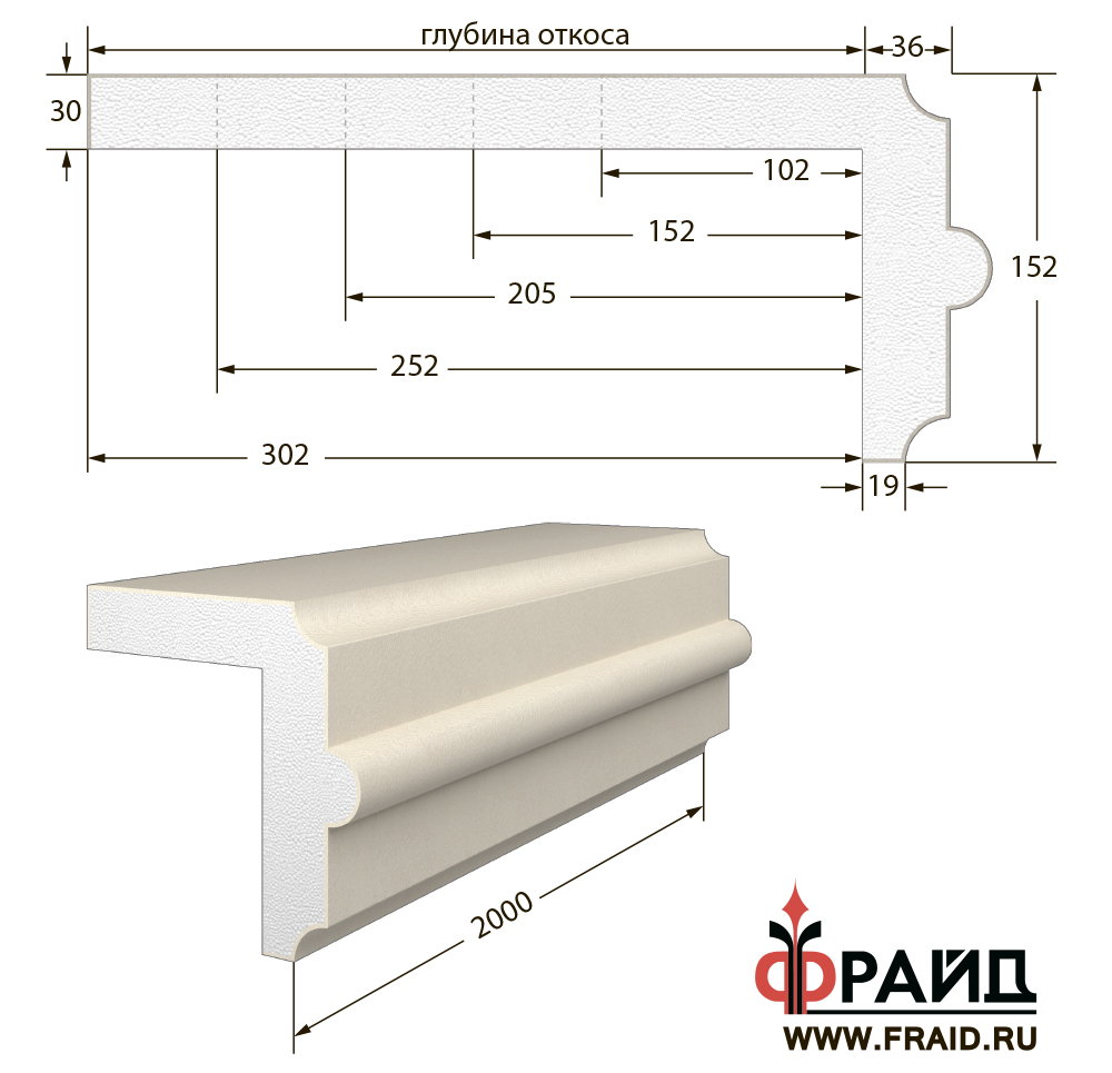 фрайд декор - наличник с откосом - но-1-152-36-19  от 2 546 руб.