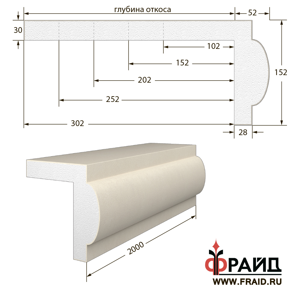 фрайд декор - наличник с откосом - но-7-152-52-28  от 2 418 руб.