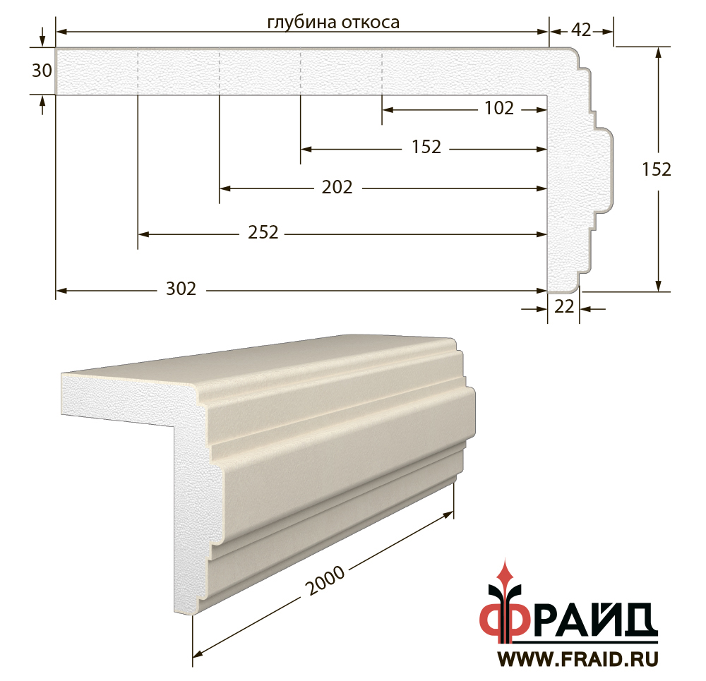 фрайд декор - наличник с откосом - но-12-152-42-22  от 2 350 руб.