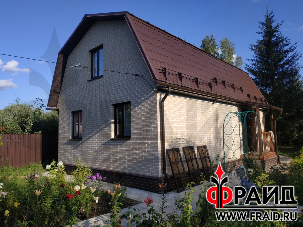 Термопанели Фрайд Премиум с клинкером Cerrad Loft Brick salt на каркасном, дачном доме.