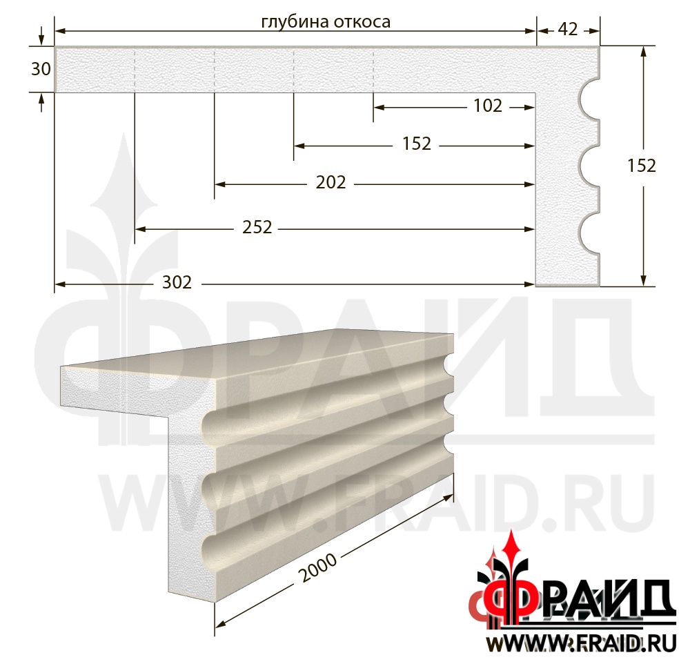 фрайд декор - наличник с откосом - но-6-152-42-42 от 2 512 руб.