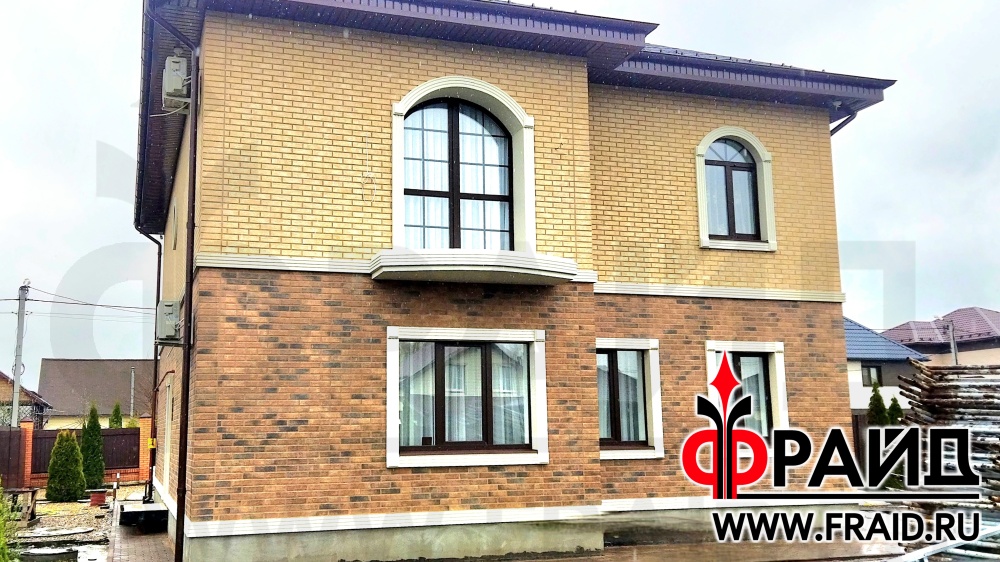 Фрайд Плюс с клинкерной плиткой Cerrad Loft Brick Cardamon, Loft Brick Salt, Фрайд Декор. Утепление и облицовка дома из газосиликата.