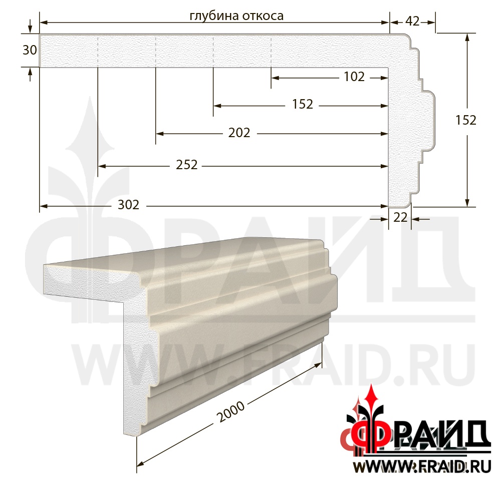 фрайд декор - наличник с откосом - но-12-152-42-22 от 2 350 руб.