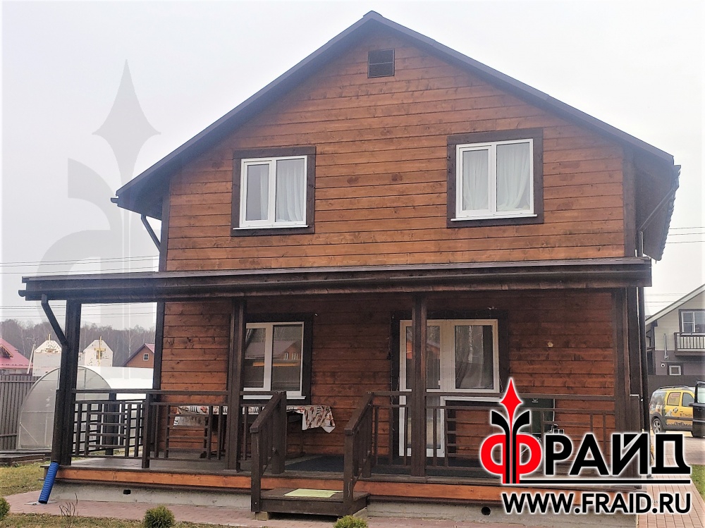 Дом - каркас. Термопанели Фрайд Эконом Стандарт с клинкерной плиткой Cerrad Loft Brick Cardamon, на углах Loft Brick Salt.