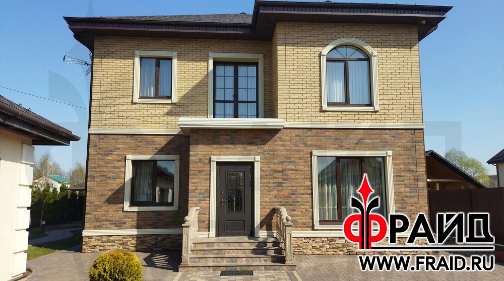 Фрайд Плюс с клинкерной плиткой Cerrad Loft Brick Cardamon, Loft Brick Salt, Фрайд Декор. Утепление и облицовка дома из газосиликата.